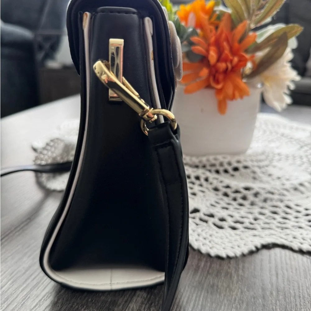 Ted Baker Black Floral Appliqué Satchel Crossbody Bag - Picture 5 of 16